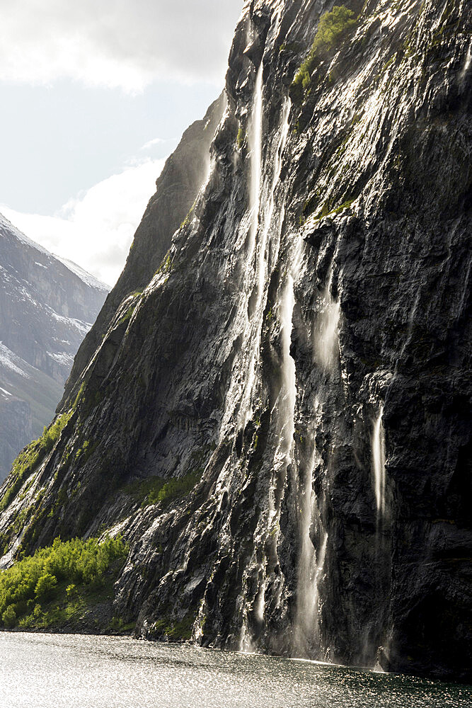 Part of the Seven Sisters waterfall, Geiranger Fjord, UNESCO World Heritage Site, More og Romsdal, Norway, Scandinavia, Europe