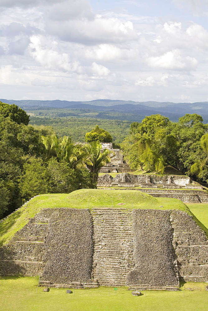 View from 130ft high El Castillo at the Mayan ruins at Xunantunich, San Ignacio, Belize, Central America