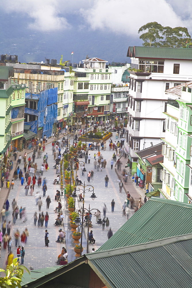 Mahatma Gandhi Marg (MG Marg), the main shopping street, Gangtok, Sikkim, India, Asia