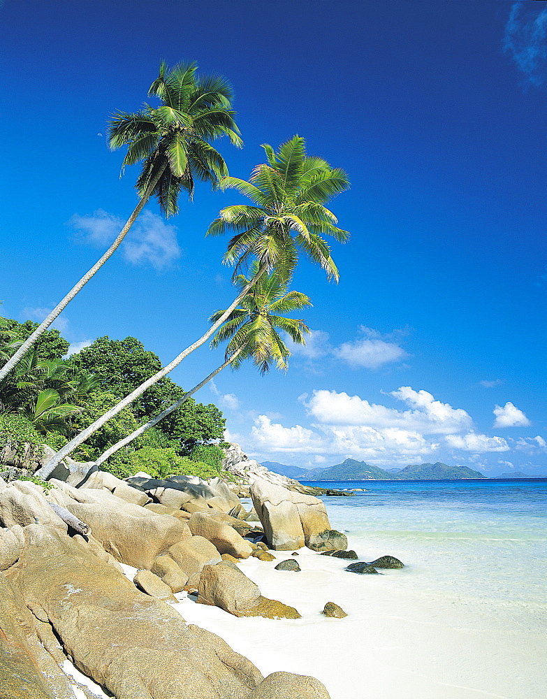 Anse Severe With Praslin Island in Background, La Digue, Seychelles