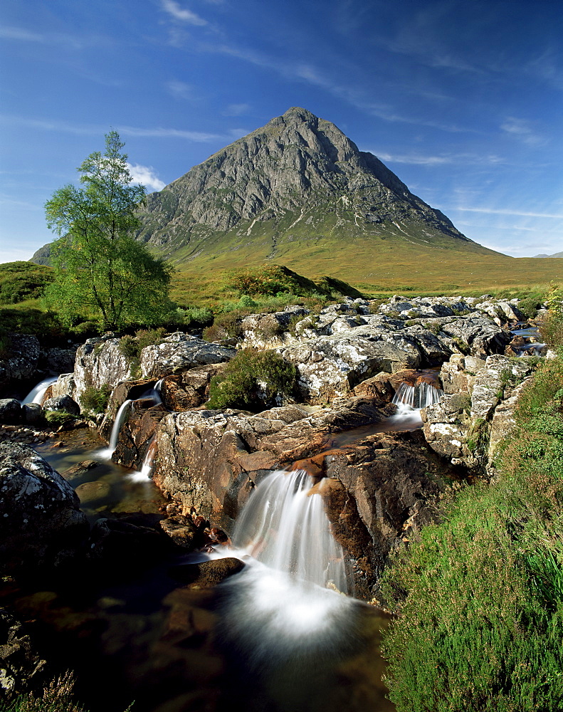 Buachaille Etive Mor and the River Coupall, Glen Etive, Western Highlands, Scotland, United Kingdom, Europe