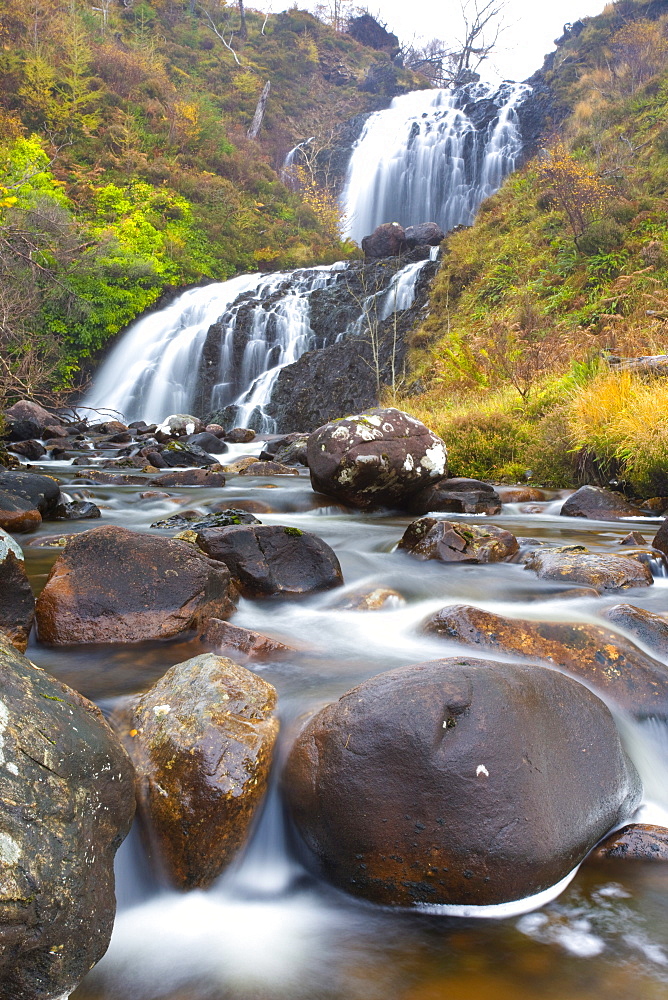 Flowerdale Falls, a waterfall near the village of Gairloch, Torridon, Scotland, United Kingdom, Europe