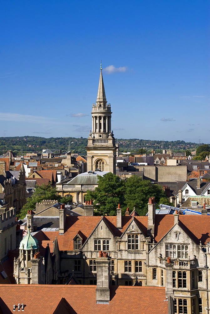 Cityscape from University Church, Oxford, Oxfordshire, England, United Kingdom, Europe