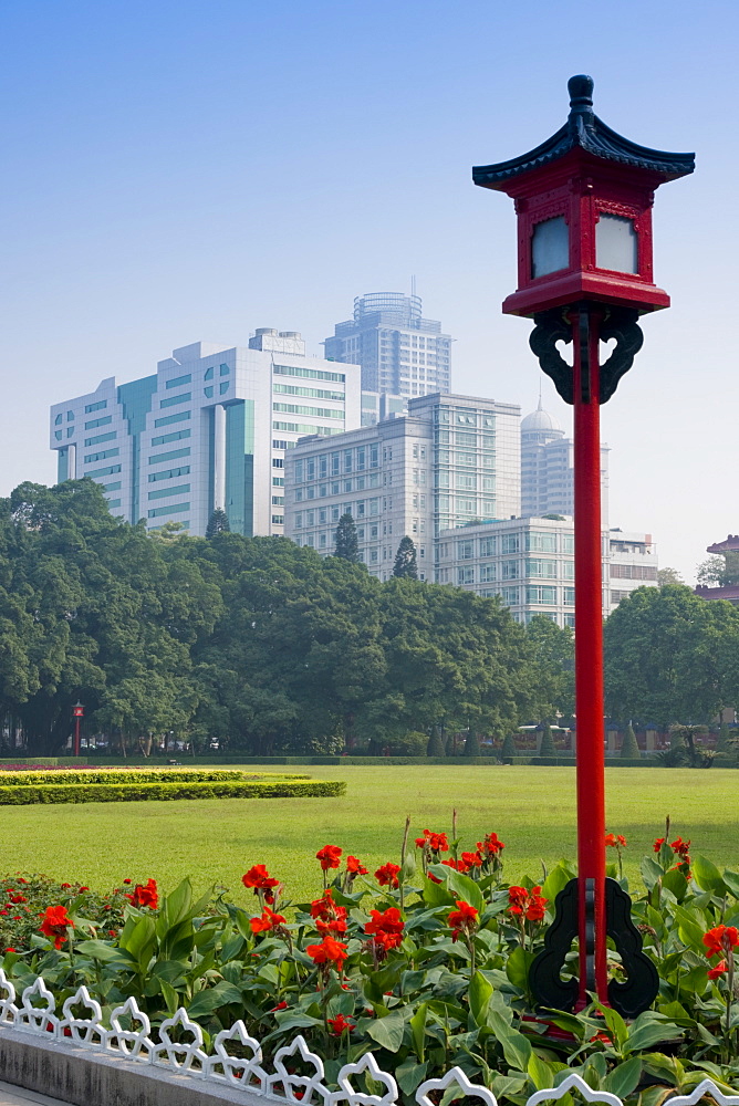 Gardens and cityscape, Guangzhou (Canton), Guangdong, China, Asia