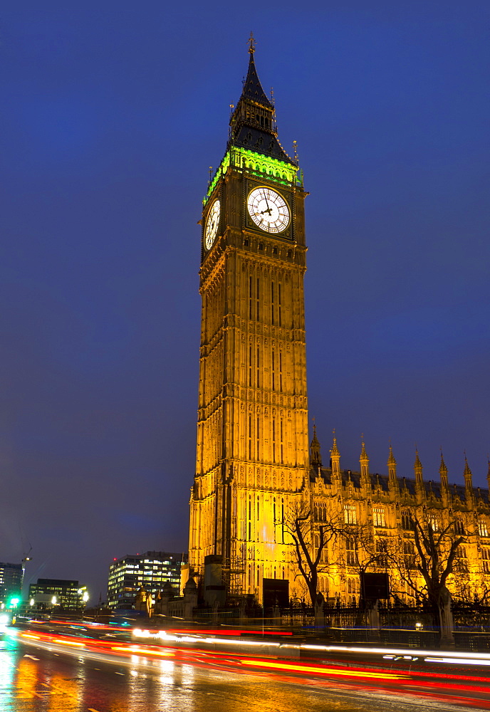 Big Ben at dusk, UNESCO World Heritage Site, London, England, United Kingdom, Europe 