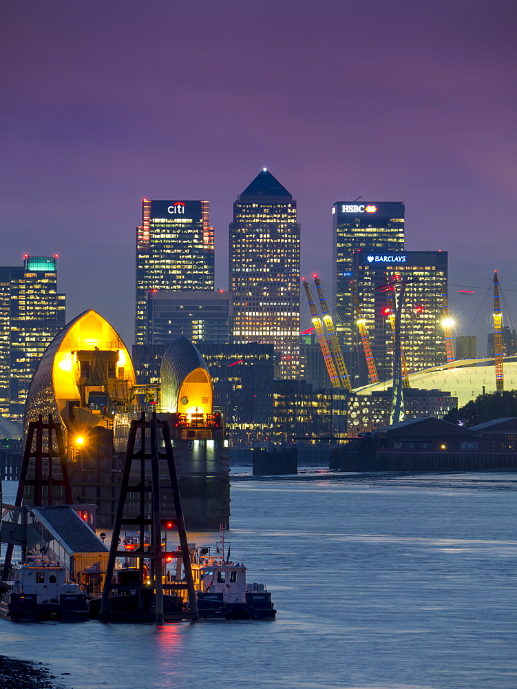 Canary Wharf and Docklands skyline from Woolwich, London, England, United Kingdom, Europe 