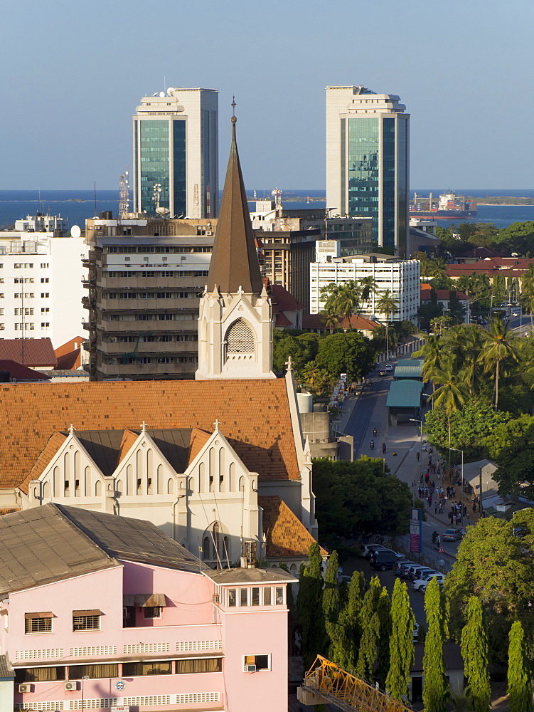 St. Joseph's Cathedral and modern buildings, Dar es Salaam, Tanzania, East Africa, Africa