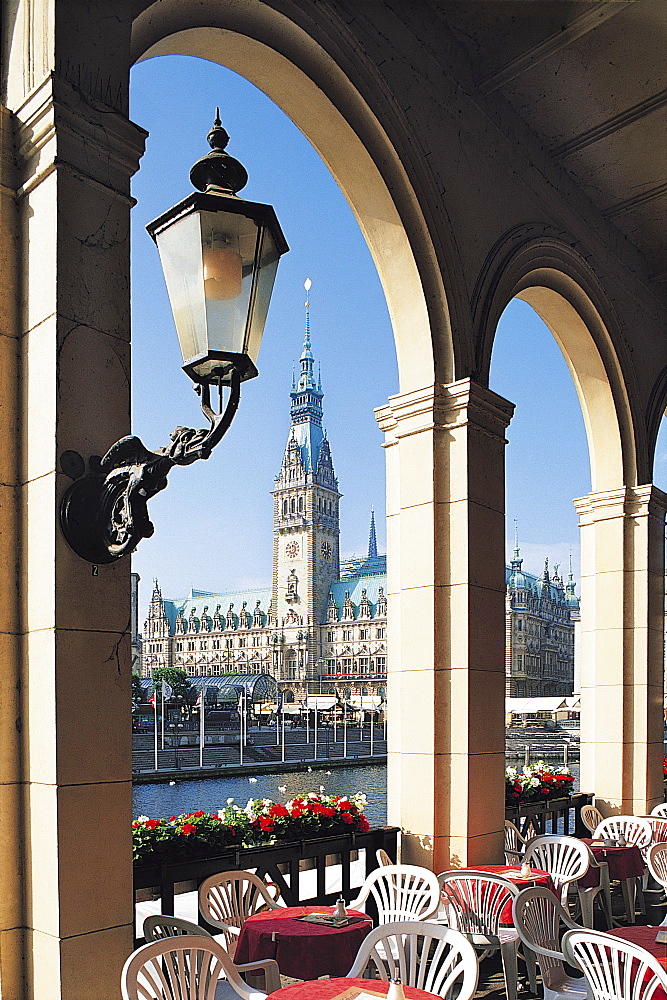 Alsterarkaden and the City Hall, Hamburg, Germany