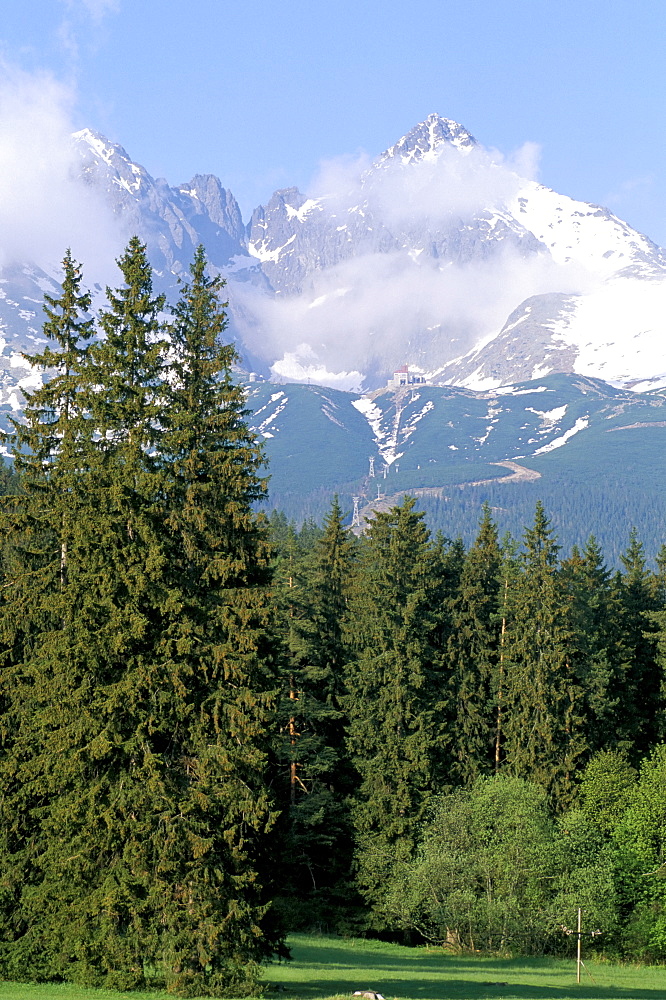 High Tatra Mountains from Tatranska Lomnica, Slovakia, Europe