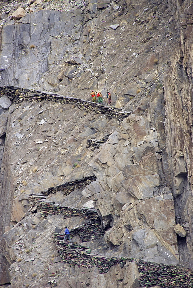 Winding mountain path, near Passu, Bojal, Pakistan, Asia