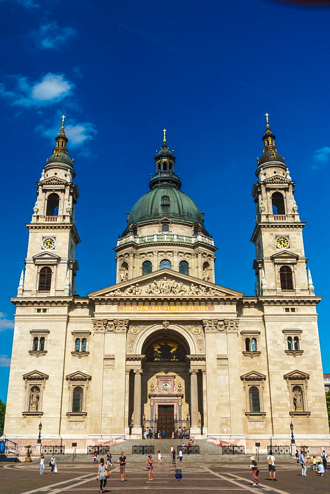 Facade of St. Stephen's Basilica, Budapest, Hungary, Europe