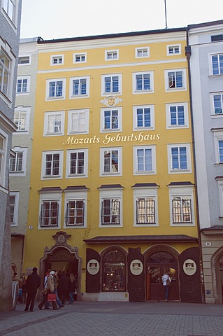 Mozart's Berthplace and now a museum in Getreidegasse, Salzburg, Austria