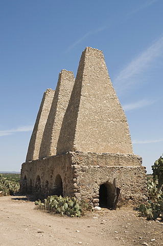 Old kilns for processing mercury, Mineral de Pozos (Pozos), a UNESCO World Heritage Site, Guanajuato State, Mexico, North America