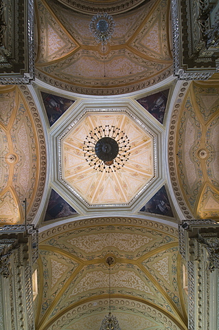 Interior dome of the church of  Iglesia de San Diego in Guanajuato, a UNESCO World Heritage Site, Guanajuato State, Mexico, North America