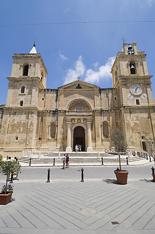 Front exterior of St. John's Co-Cathedral, Valletta, Malta, Europe