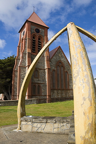 Cathedral and Whale Bone Arch, Port Stanley, Falkland Islands, South America