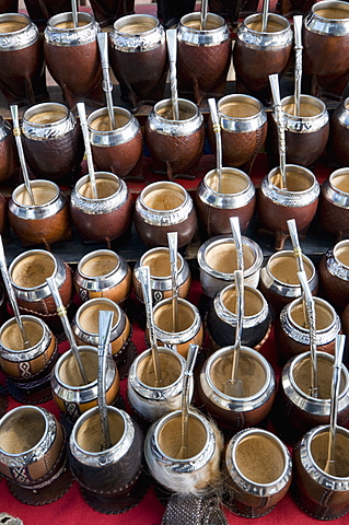 Mate mugs for mate tea, Antique Market, Montevideo, Uruguay, South America