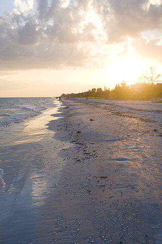 Sunset on beach, Sanibel Island, Gulf Coast, Florida, United States of America, North America