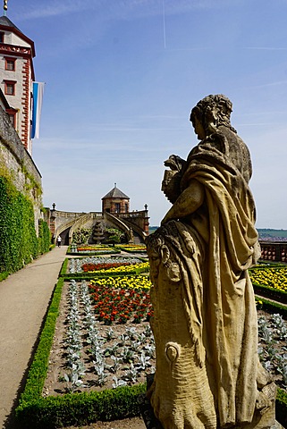 The Princes Garden, Marienberg Fortress, Wurzburg, Bavaria, Germany, Europe