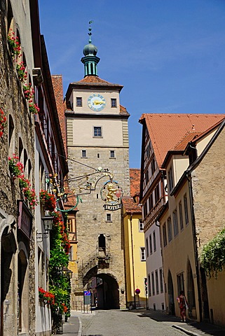 White Tower,, Rothenburg ob der Tauber, Romantic Road, Franconia, Bavaria, Germany, Europe