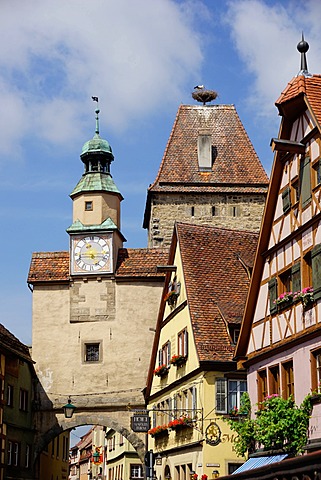 Markus Tower and Roder arch, Rothenburg ob der Tauber, Romantic Road, Franconia, Bavaria, Germany, Europe