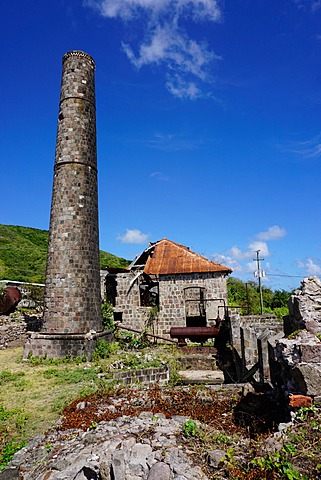 Derelict old sugar mill, Nevis, St. Kitts and Nevis, Leeward Islands, West Indies, Caribbean, Central America 