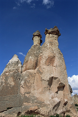 Erosion with volcanic tuff pillars, Pasabagi, near Goreme, Cappadocia, Anatolia, Turkey, Asia Minor, Asia