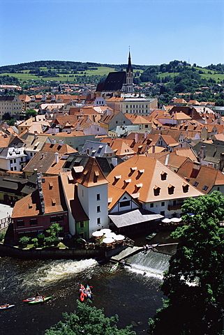 View from the castle, Cesky Krumlov, UNESCO World Heritage Site, Czech Republic, Europe