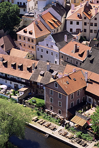 View from the castle of Cesky Krumlov, UNESCO World Heritage Site, Czech Republic, Europe