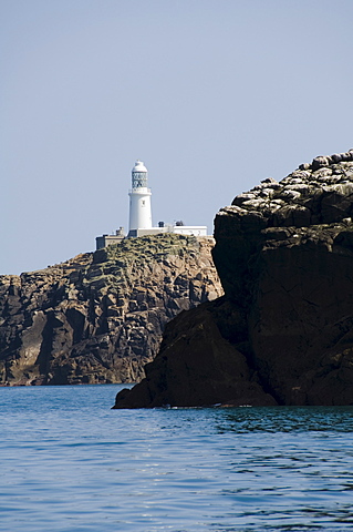 Lightouse on Round Island, Isles of Scilly, off Cornwall, United Kingdom, Europe