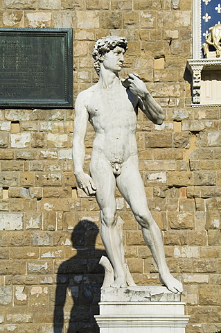 Statue of David, Palazzo Vecchio on the Piazza della Signoria, Florence (Firenze), Tuscany, Italy, Europe