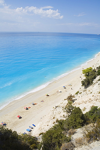 Egremnoi Beach, 400 steps down to beach and reported to be one of the top beaches in Europe, on west coast of Lefkada (Lefkas), Ionian Islands, Greek Islands, Greece, Europe