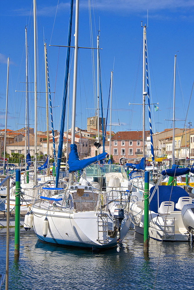 Boats in marina, Meze, Herault, Languedoc Roussillon region, France, Europe