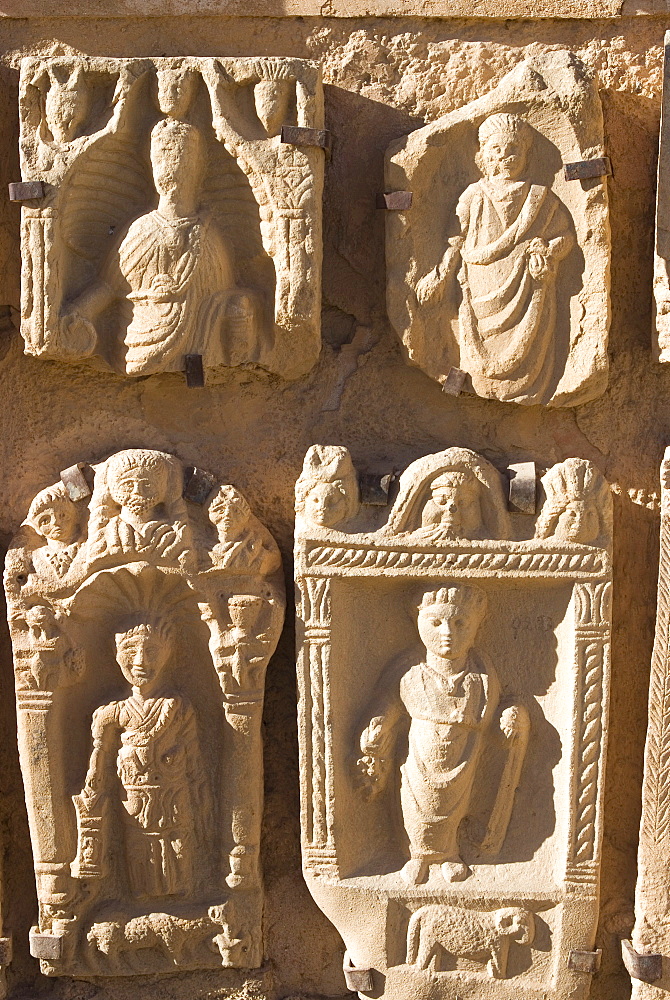 Tombstones at the museum, taken from the Roman site of Lambaesis, Algeria, North Africa, Africa