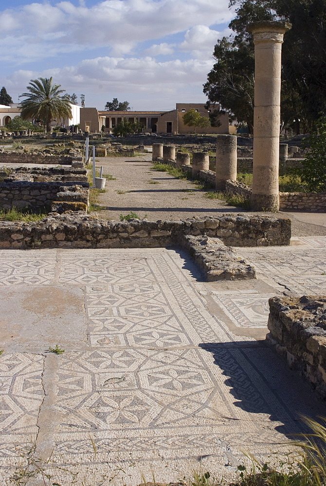 Remains of the House of Africa Roman villa, Museum, El Djem, UNESCO World Heritage Site, Tunisia, North Africa, Africa