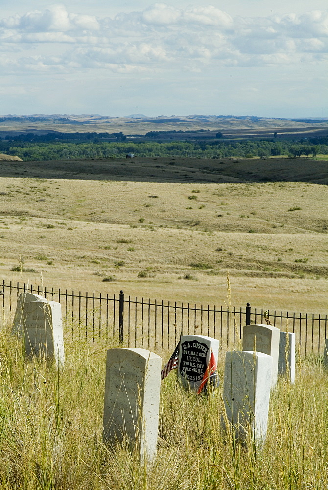 Site of massacre, including where Custer fell, Little Big Horn, Montana, United States of America, North America