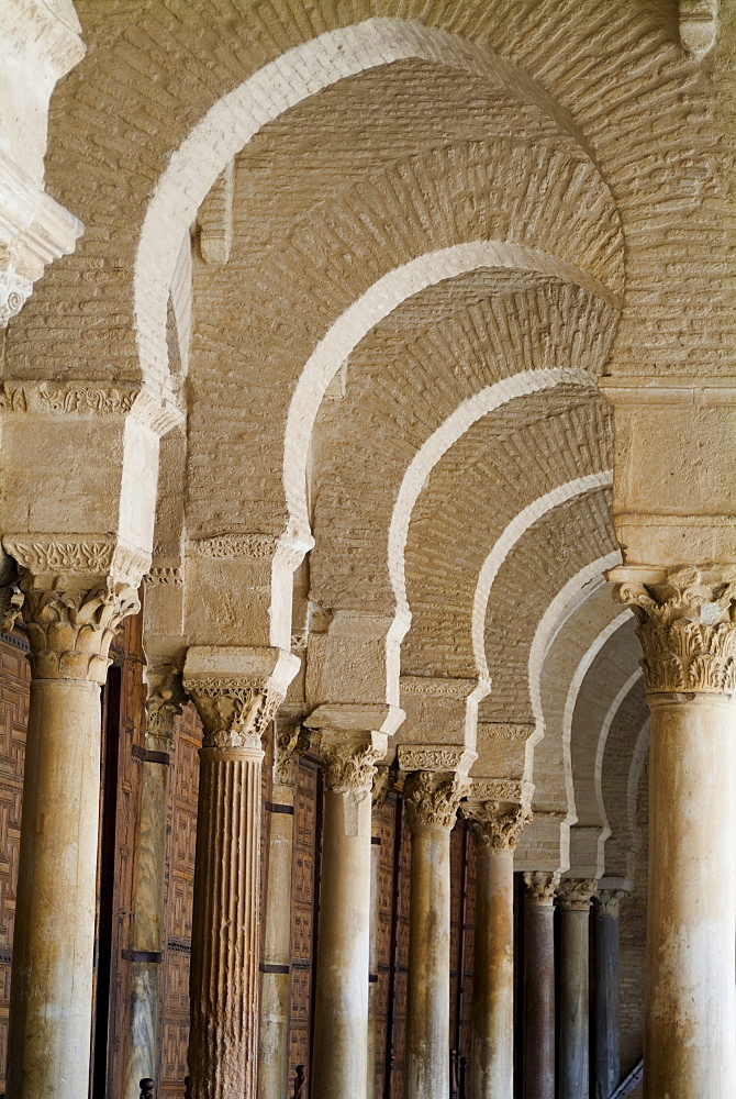 Interior, Mosque Okba (the Great Mosque), Kairouan, UNESCO World Heritage Site, Tunisia, North Africa, Africa