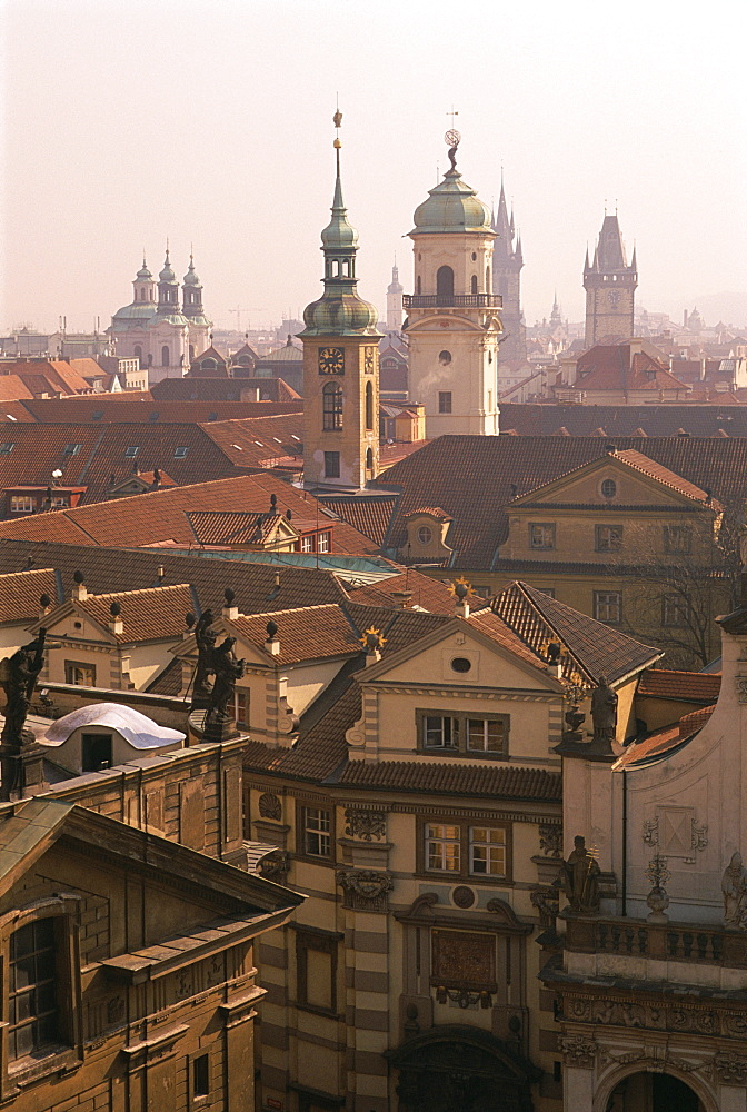 Klementinum rooftop view (former library), Krizovnicke Namesti, Prague, Czech Republic, Europe