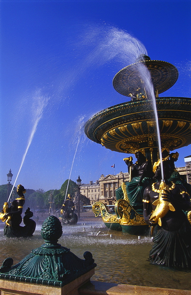 Elevation of the Maritime Fountain and Hotel de Crillon, Place de la Concorde, Paris, France