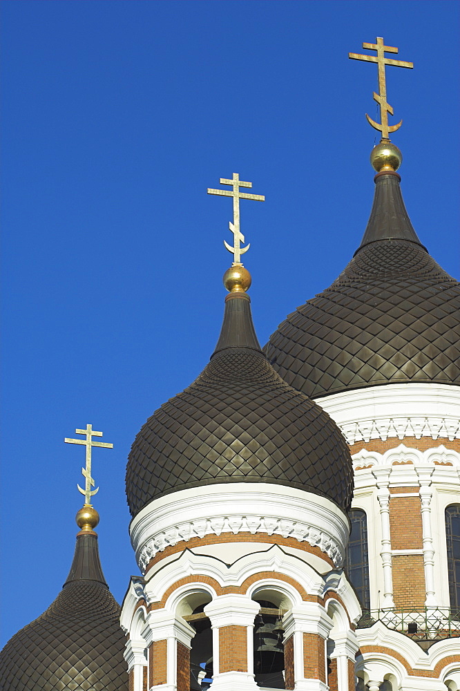 Domes of the Alexander Nevsky Cathedral, Russian Orthodox church, Toompea Hill, Tallinn, Estonia, Baltic States, Europe