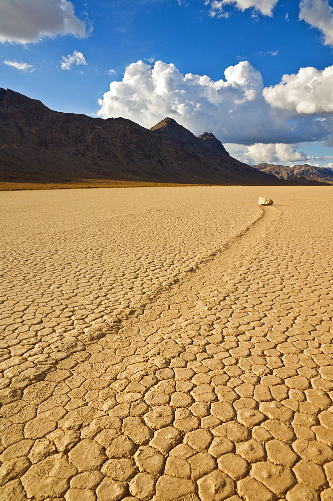 The Grandstand in Racetrack Valley, a dried lake bed known for its sliding rocks on the Racetrack Playa, Death Valley National Park, California, United States of America, North America