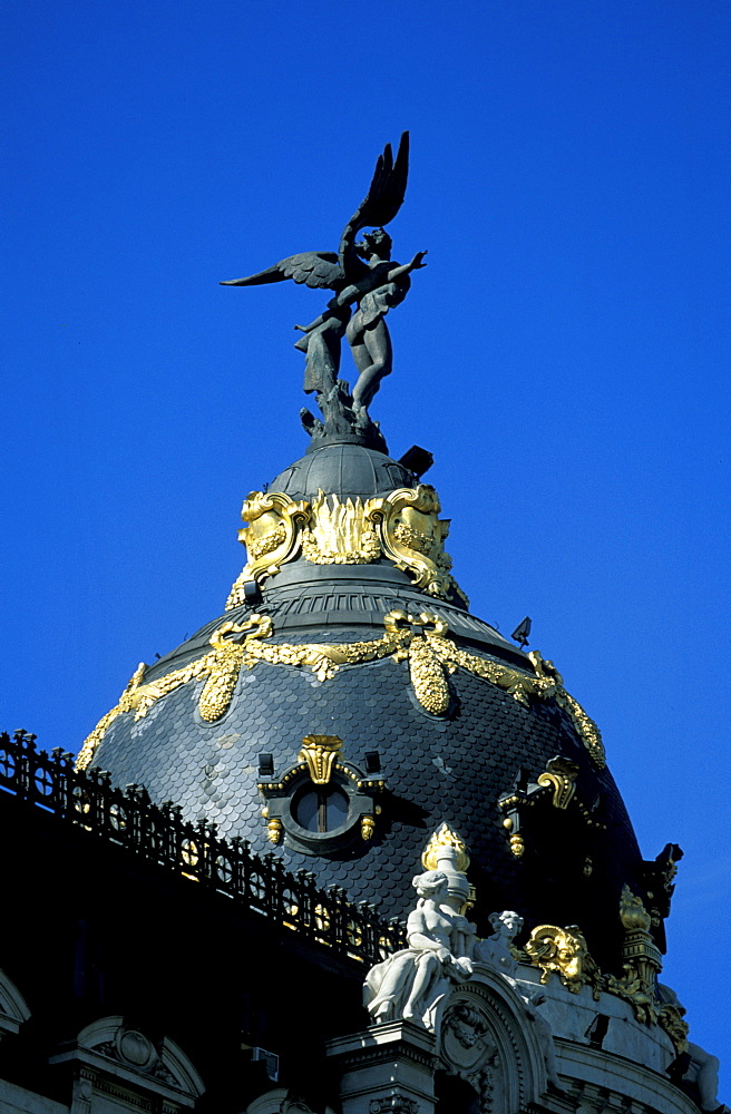 Spain, Madrid, Top Of Metropolis Buiding