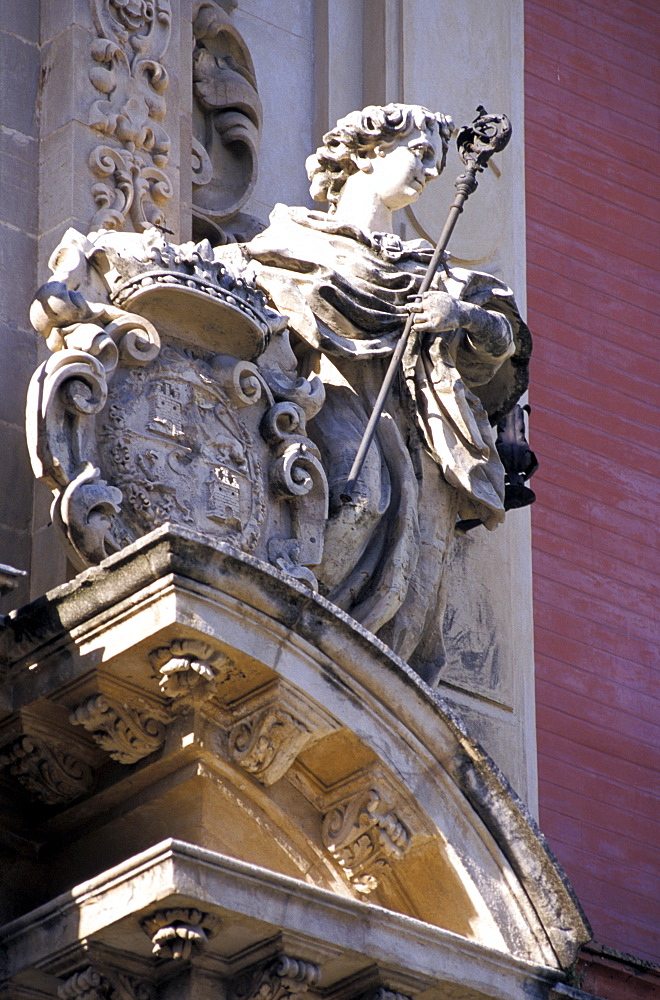 Spain, Andaloucia, Sevilla, The Baroque Palacio Arzobispal, Detail Of The Porch