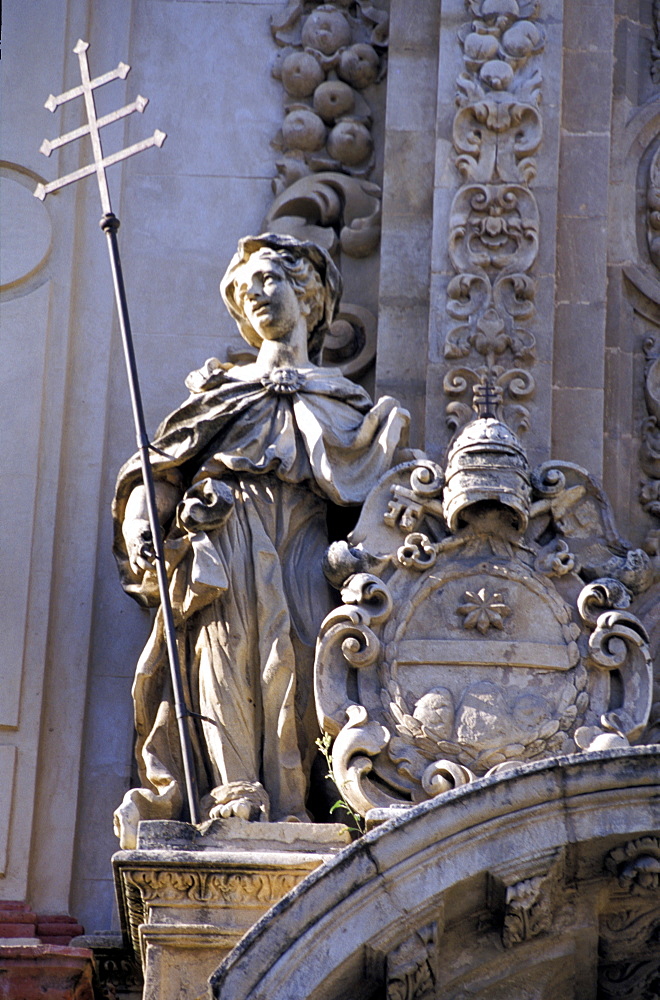 Spain, Andaloucia, Sevilla, The Baroque Palacio Arzobispal, Detail Of The Porch