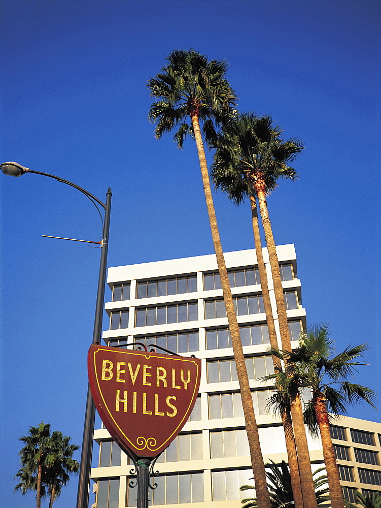 Usa, Los Angeles, Beverly Hills, Buildings & City Sign