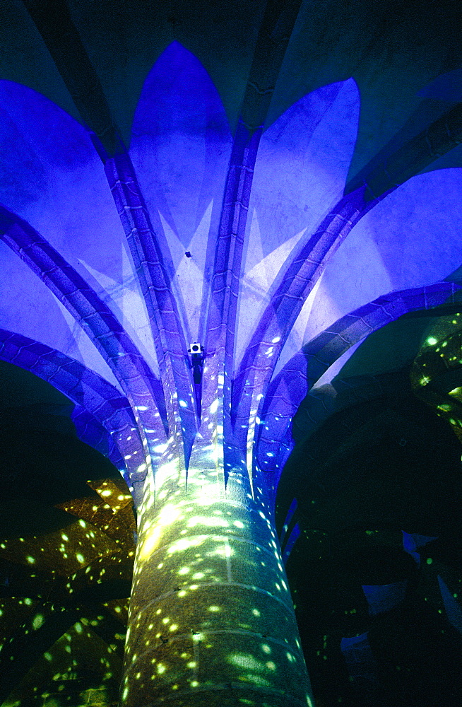 France, Normandy, Manche (50), Mont Saint Michel Abbey, The Big Pillars Room Illuminated At Night