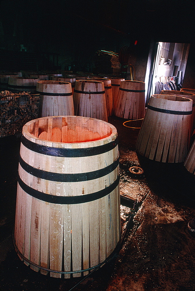 France, Burgondy, Cote D'0r (21), City Of Beaune, Oak Casks Fabric, A Cask Under Completion Is Burned