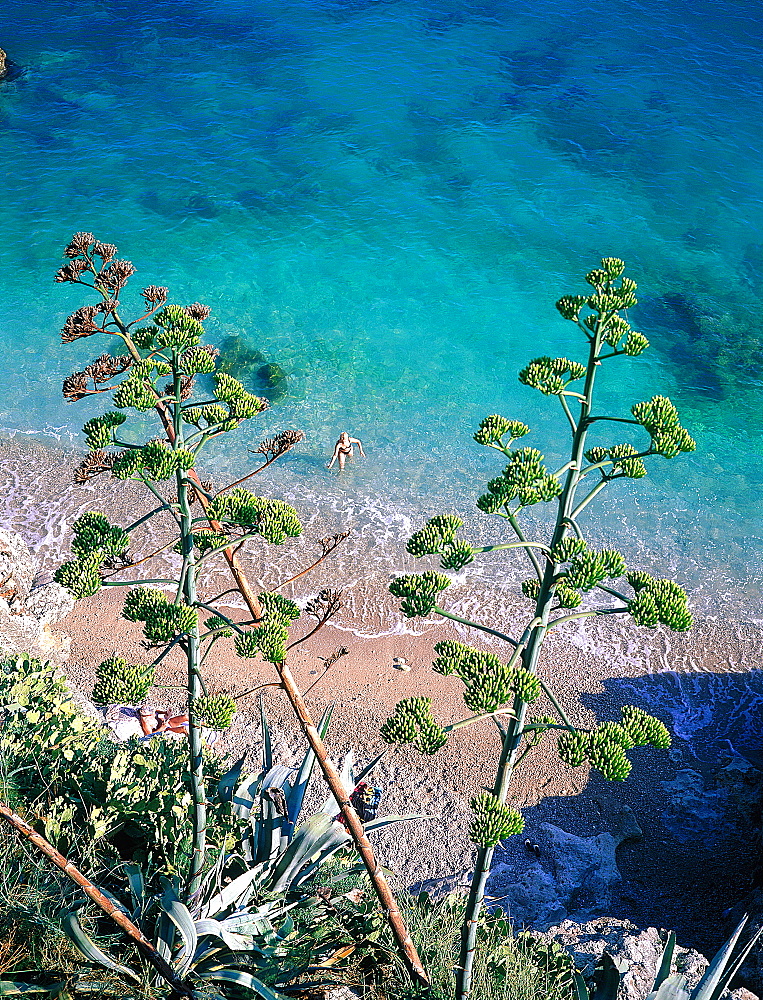 Croatia, Dalmatia, Dalmatian Coast, City Of Dubrovnik, Overhead View On The Beach