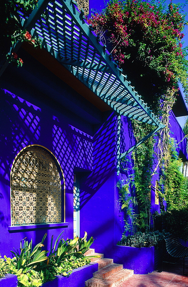 Morocco, South, Marrakech, The Blue Painted Majorelle House Now A Museum Open To The Public