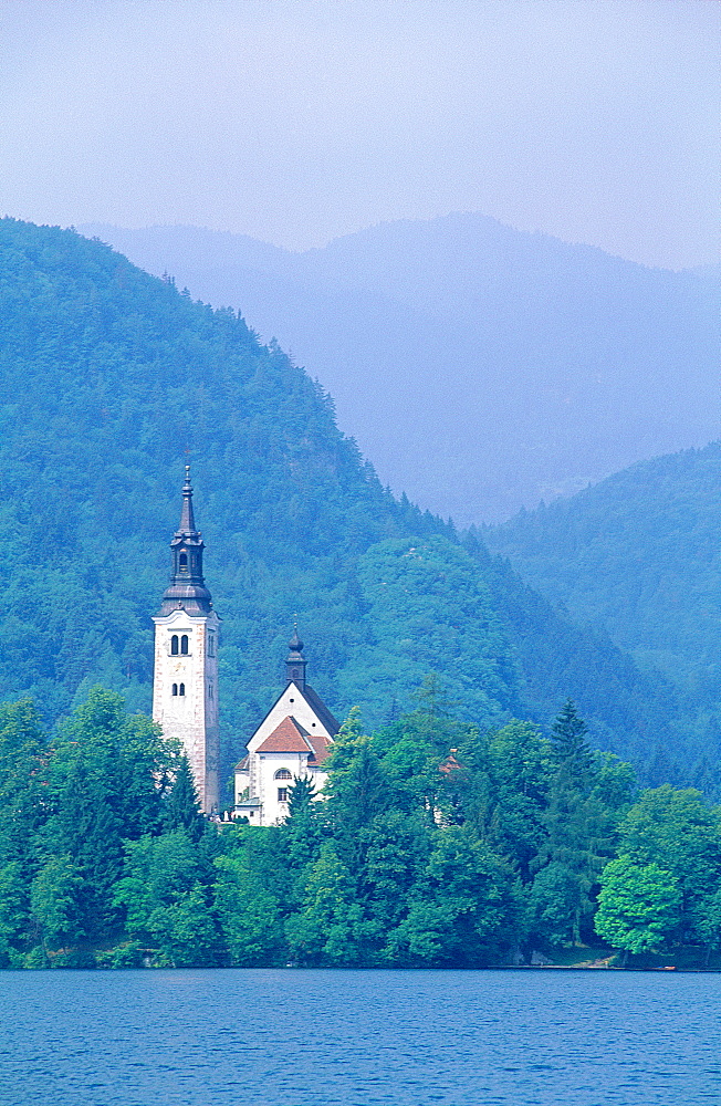 Slovenia, The Julian Alps, Bled Lake (Alt 501m) And The Church Of Vows On An Island